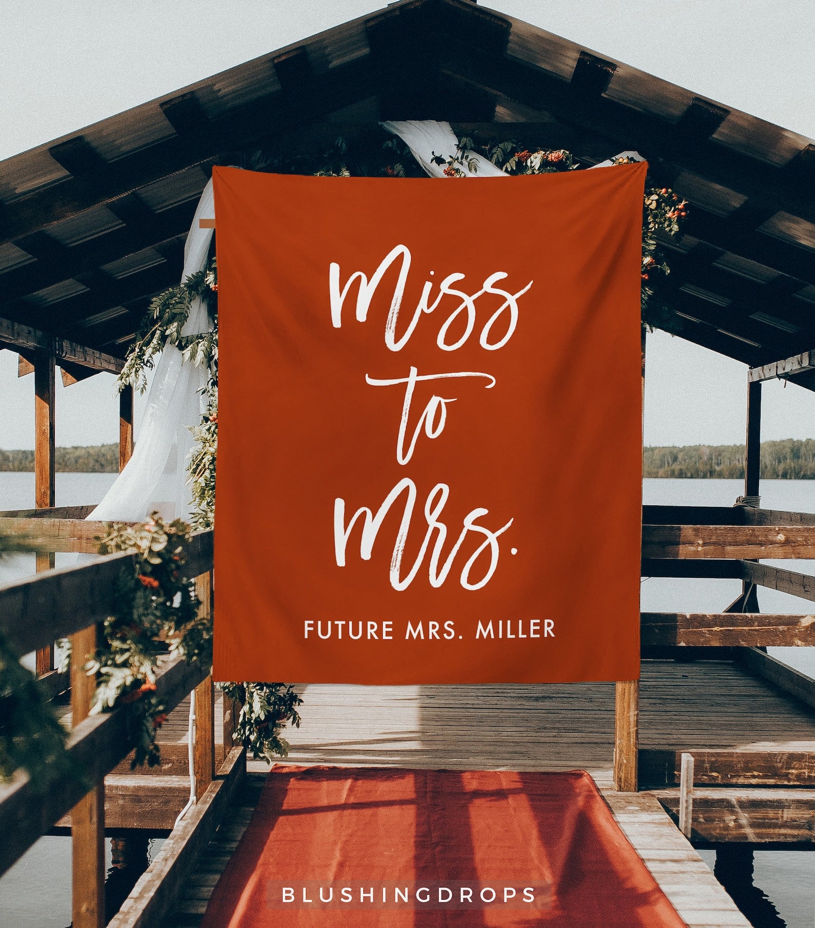Terracotta Miss To Mrs Backdrop Tapestry