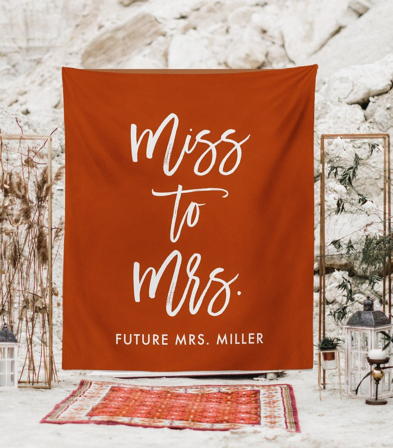 Terracotta Miss To Mrs Backdrop Tapestry