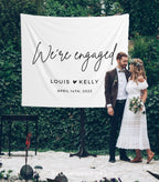 Engagement Party Backdrop, We're Engaged Backdrop, Engagement Decorations Ideas, Engagement Party Decor, Engagement Banner, Engaged Sign