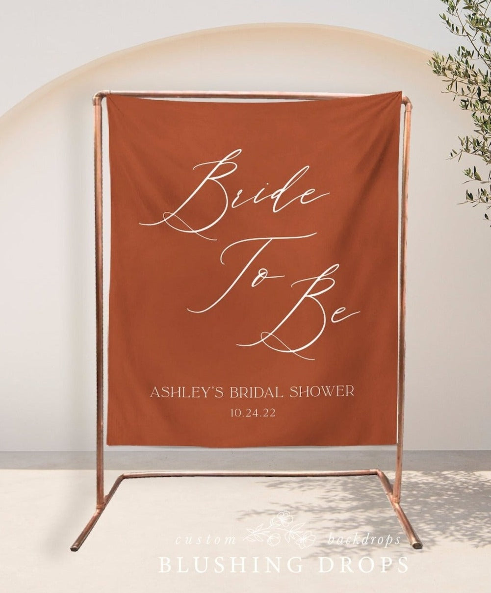 Bridal Shower Backdrop, Bride To Be Backdrop, Miss To Mrs, Rust Bridal Shower Decorations, Boho Backdrop, Terracotta Bridal Shower Tapestry