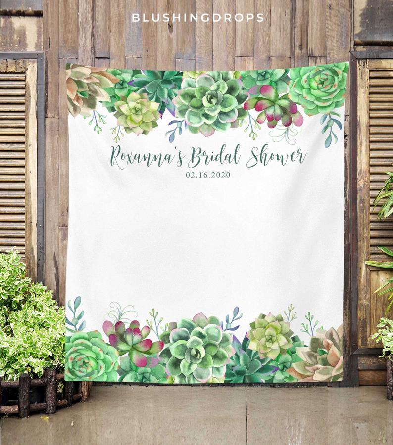 Succulent Bridal Shower Photo Backdrop, Dessert Backdrop, Greenery Bridal Shower Decorations, Greenery Backdrop, Succulent Backdrop