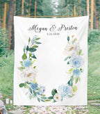 Wedding Backdrop for Ceremony, Dusty Blue Wedding Backdrop, Summer Photo Booth Backdrop, Wedding Photo Backdrop, Floral Backdrop Blue