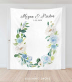Wedding Backdrop for Ceremony, Dusty Blue Wedding Backdrop, Summer Photo Booth Backdrop, Wedding Photo Backdrop, Floral Backdrop Blue