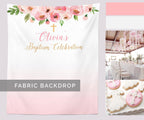Girl Baptism Banner, Baptism Photo Booth, Pink Baptism Decoration - Blushing Drops
