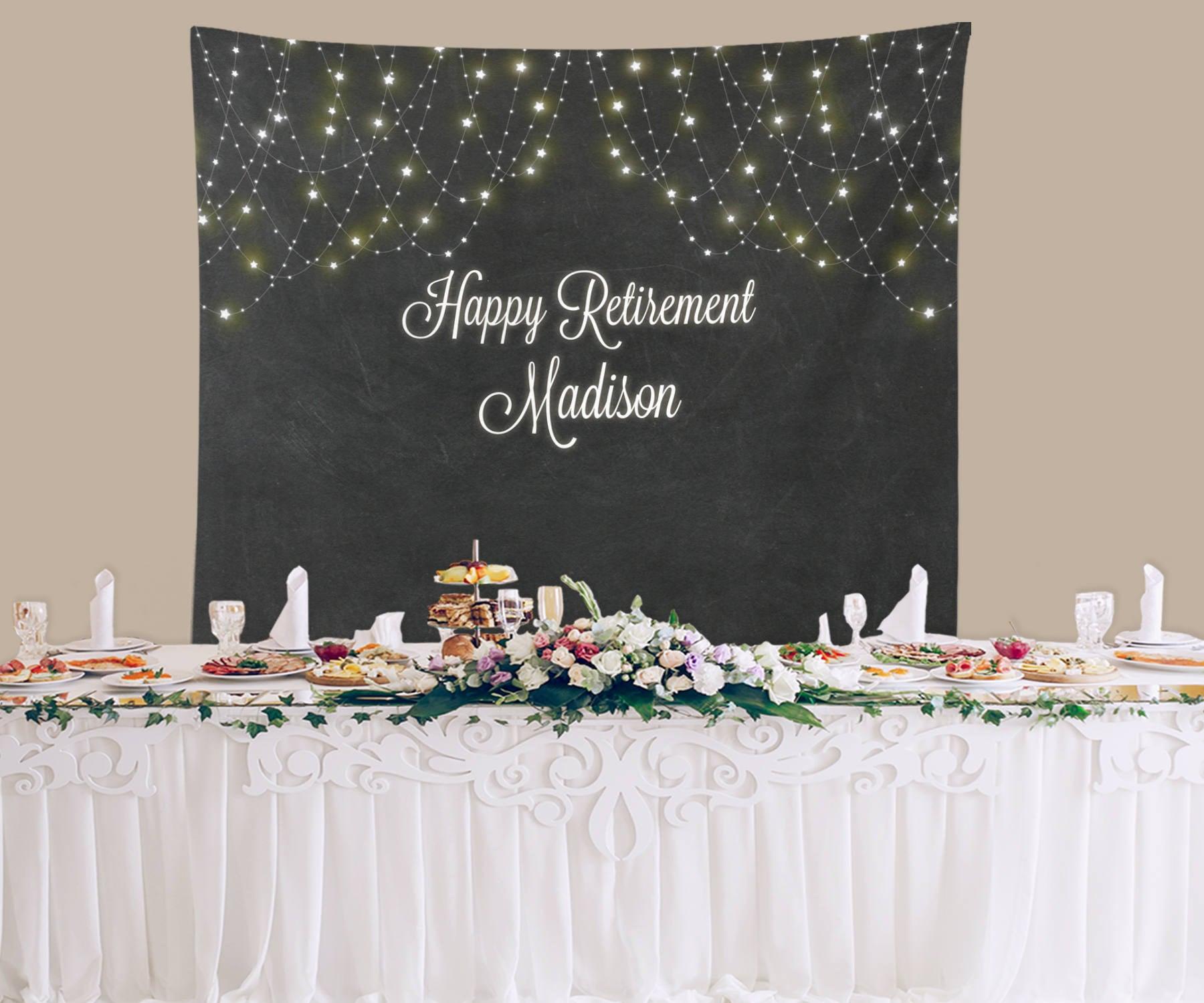 Retirement Party Photo Backdrop, Happy Retirement Chalkboard, Retirement Party Ideas, Retirement Banner Poster, Retired Party Decorations - Blushing Drops