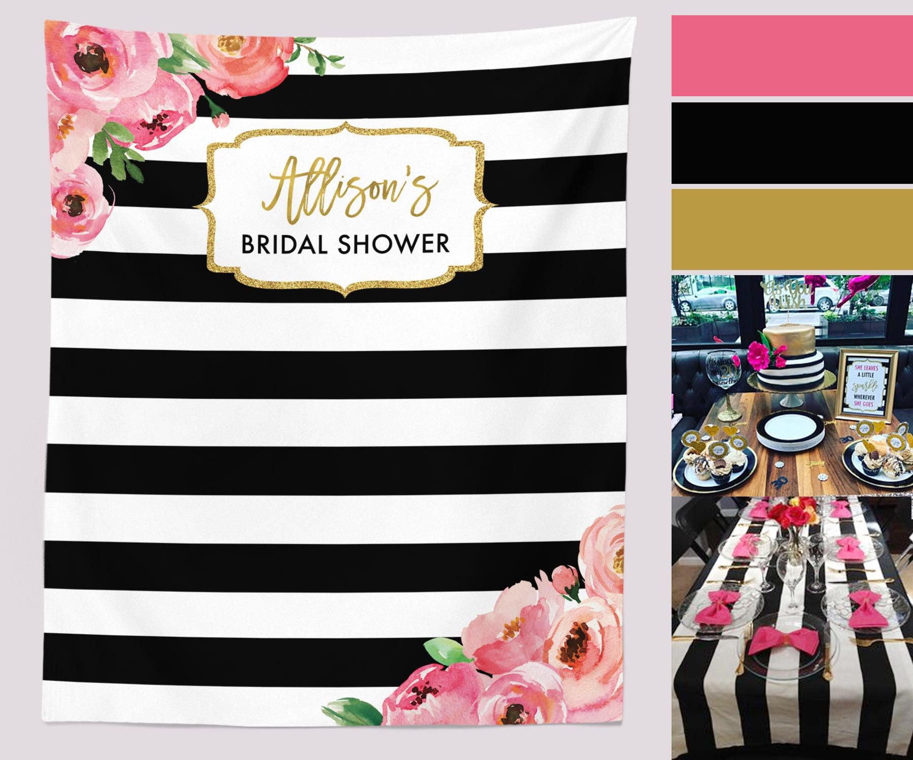 Floral Bridal Shower Backdrop| Spade Theme Bridal Shower Photo Booth Backdrop - Blushing Drops