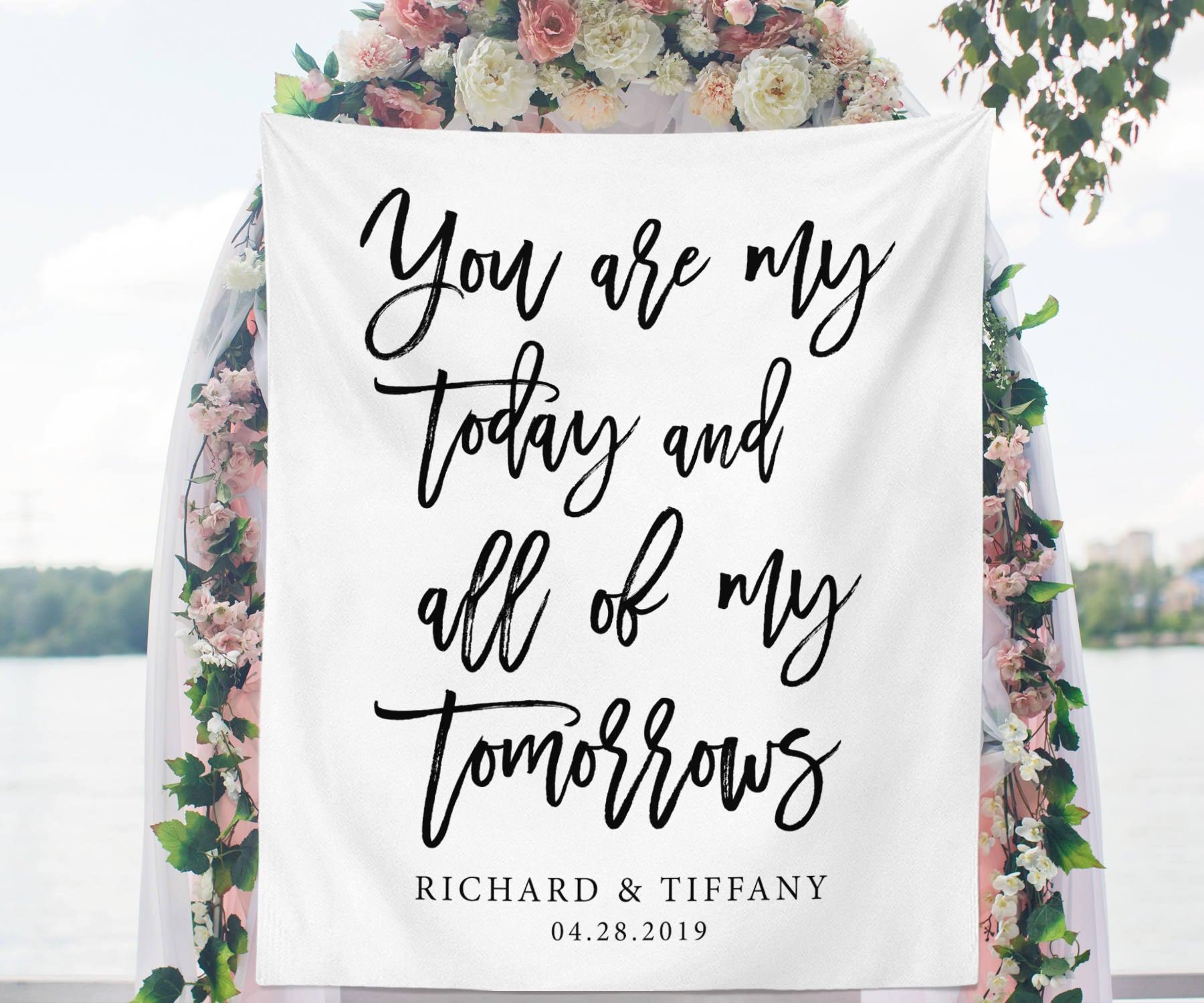 Custom Fabric Backdrop Personalized Wedding Reception Backdrop - Blushing Drops