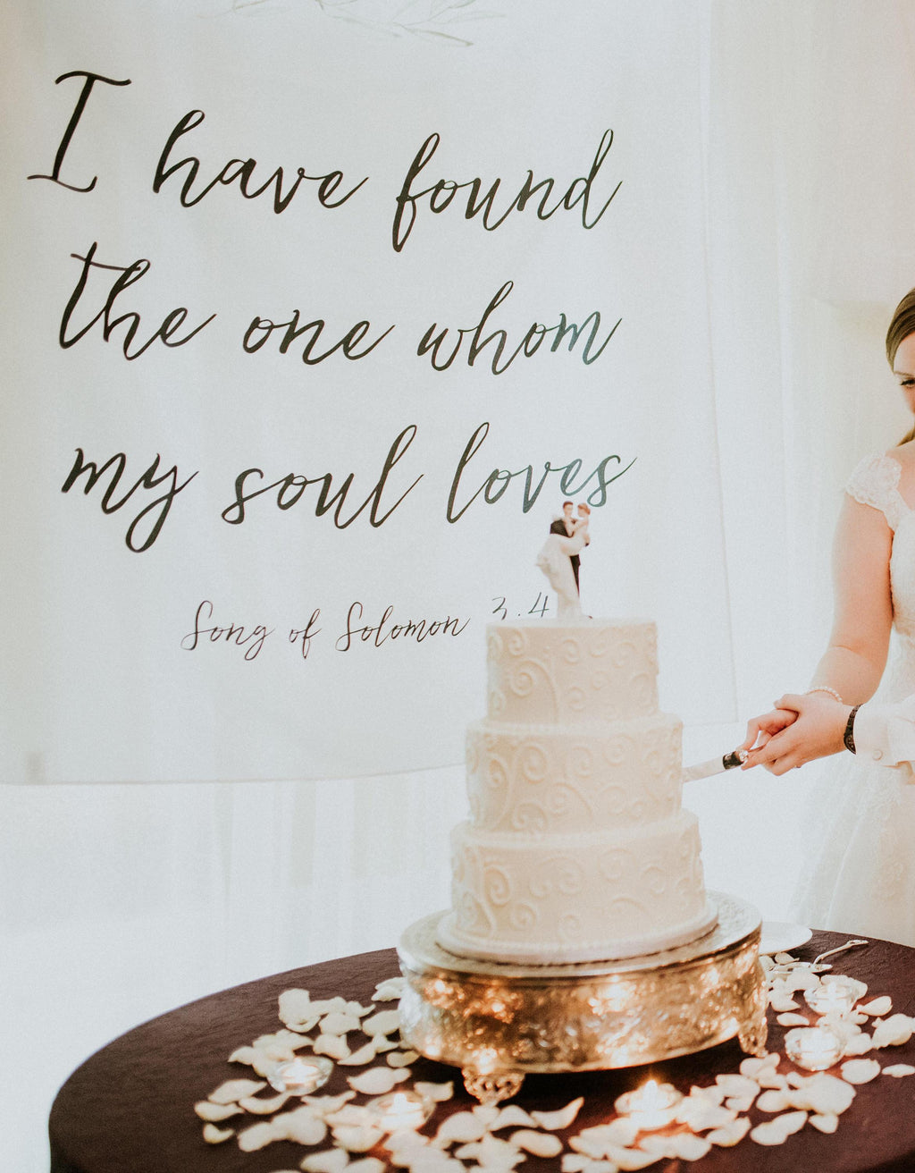 I Have Found The One Whom My Soul Loves | Wedding Ceremony Backdrop - Blushing Drops