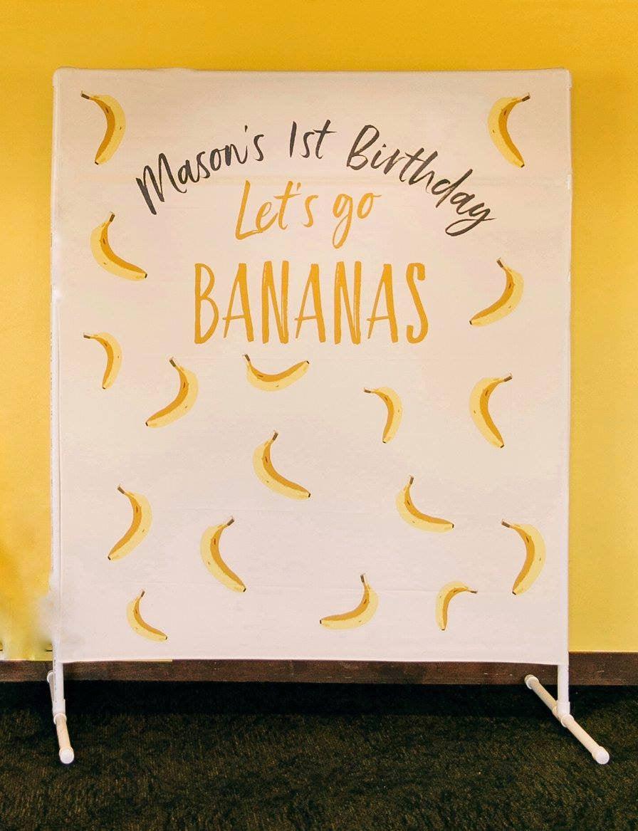 Let's Go Bananas Birthday Party Backdrop | Kids Birthday Party Backdrop - Blushing Drops