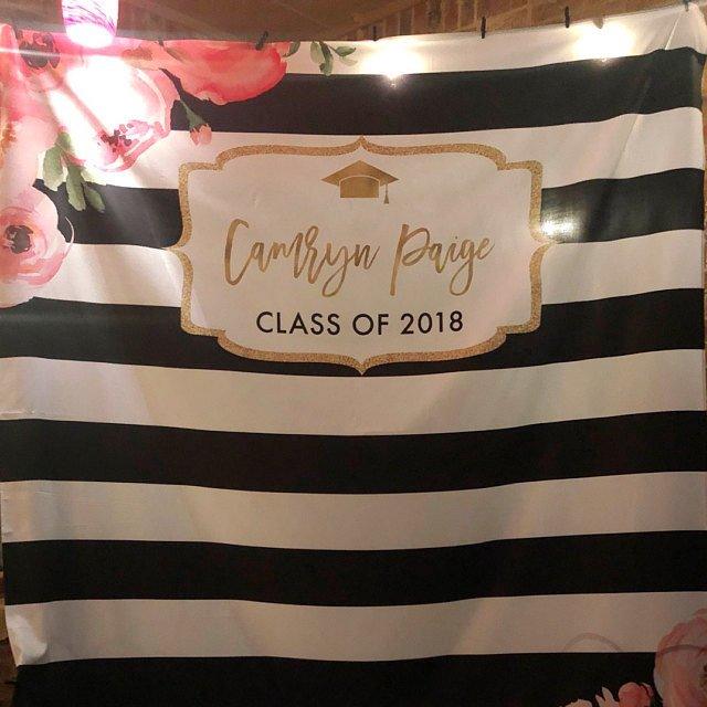Floral Graduation Party Backdrop | Class of 2019 Photo Booth Backdrop - Blushing Drops