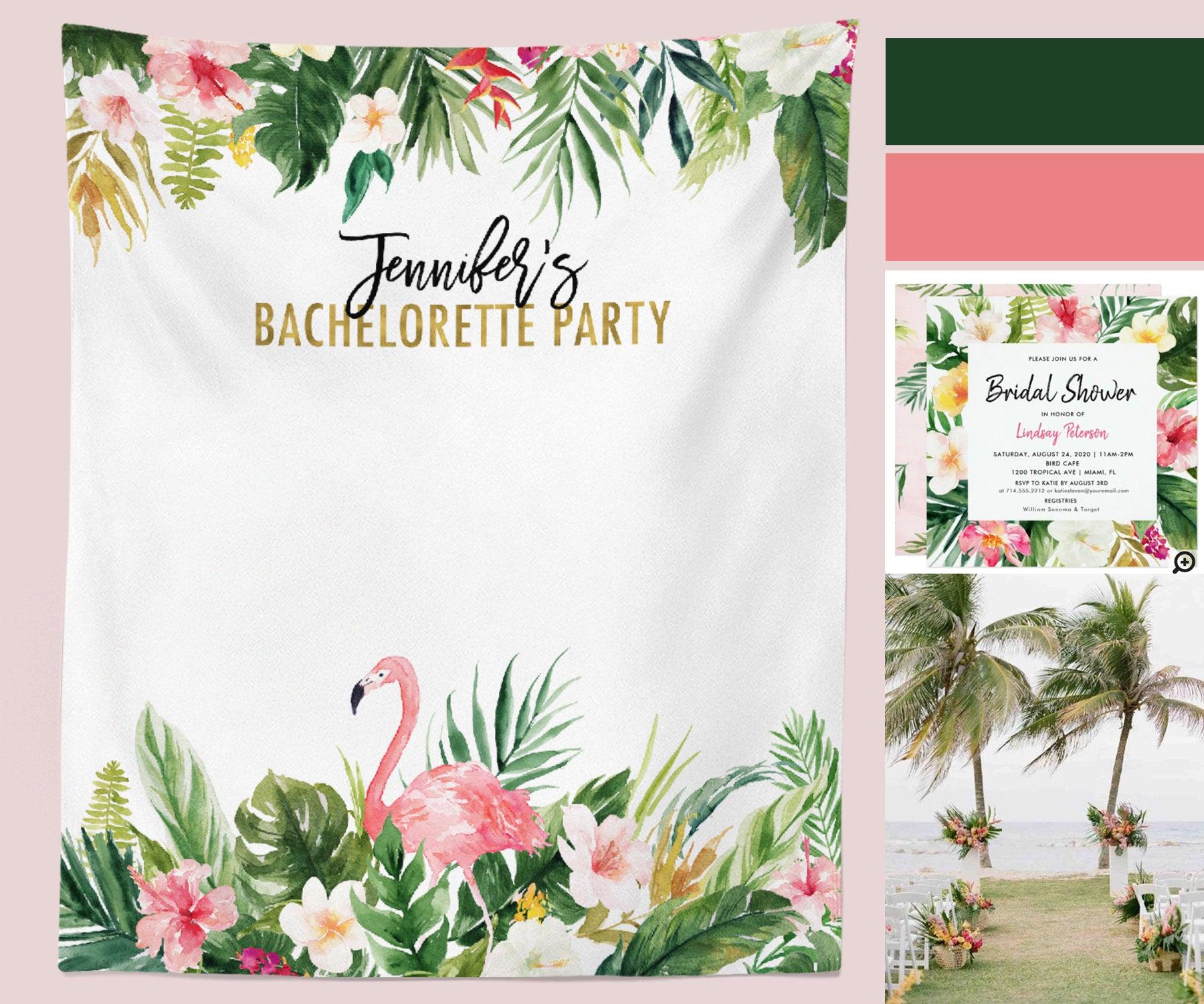 Custom Tropical Bachelorette Party Backdrop | Luau Party Backdrop - Blushing Drops