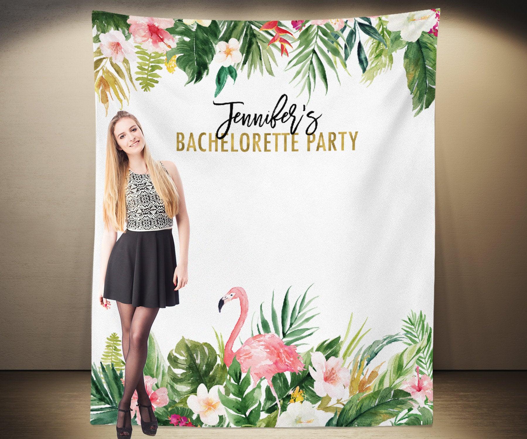 Custom Tropical Bachelorette Party Backdrop | Luau Party Backdrop - Blushing Drops