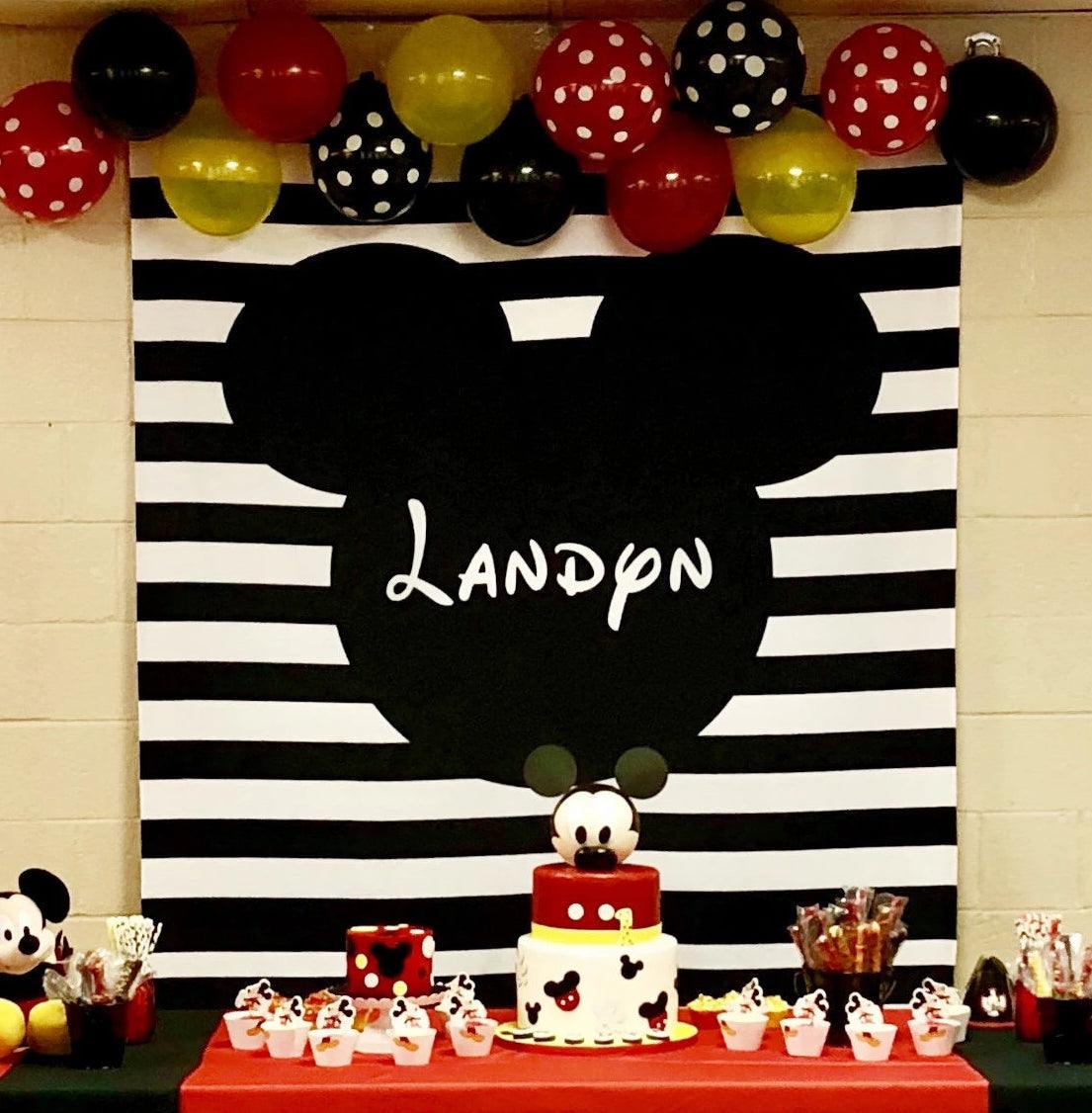 Mickey Mouse Backdrop for Parties | Mickey Photo Backdrop - Blushing Drops