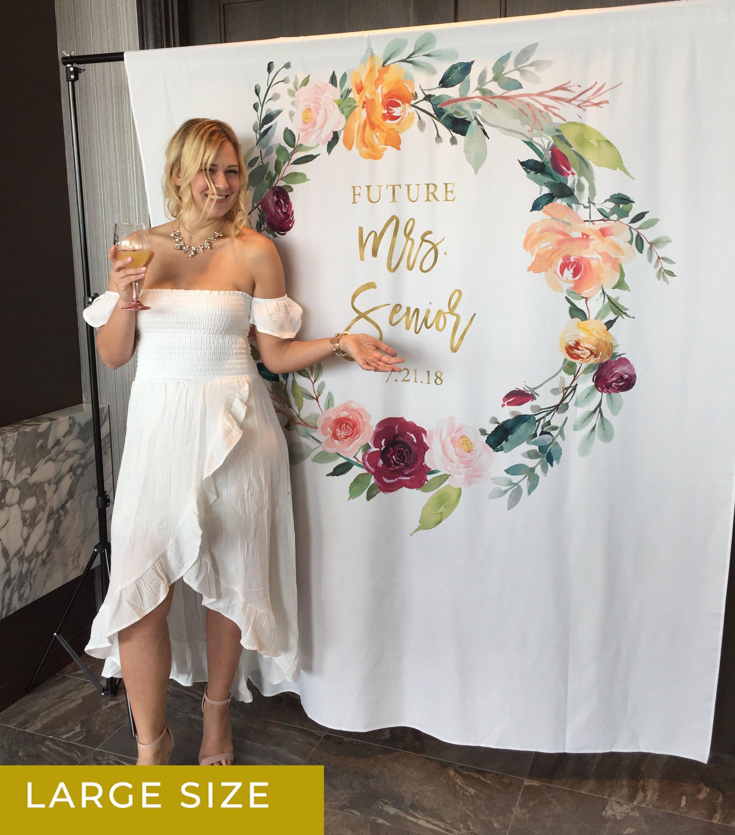 Boho Floral Bridal Shower Photo Backdrop | Future Mrs. Banner - Blushing Drops