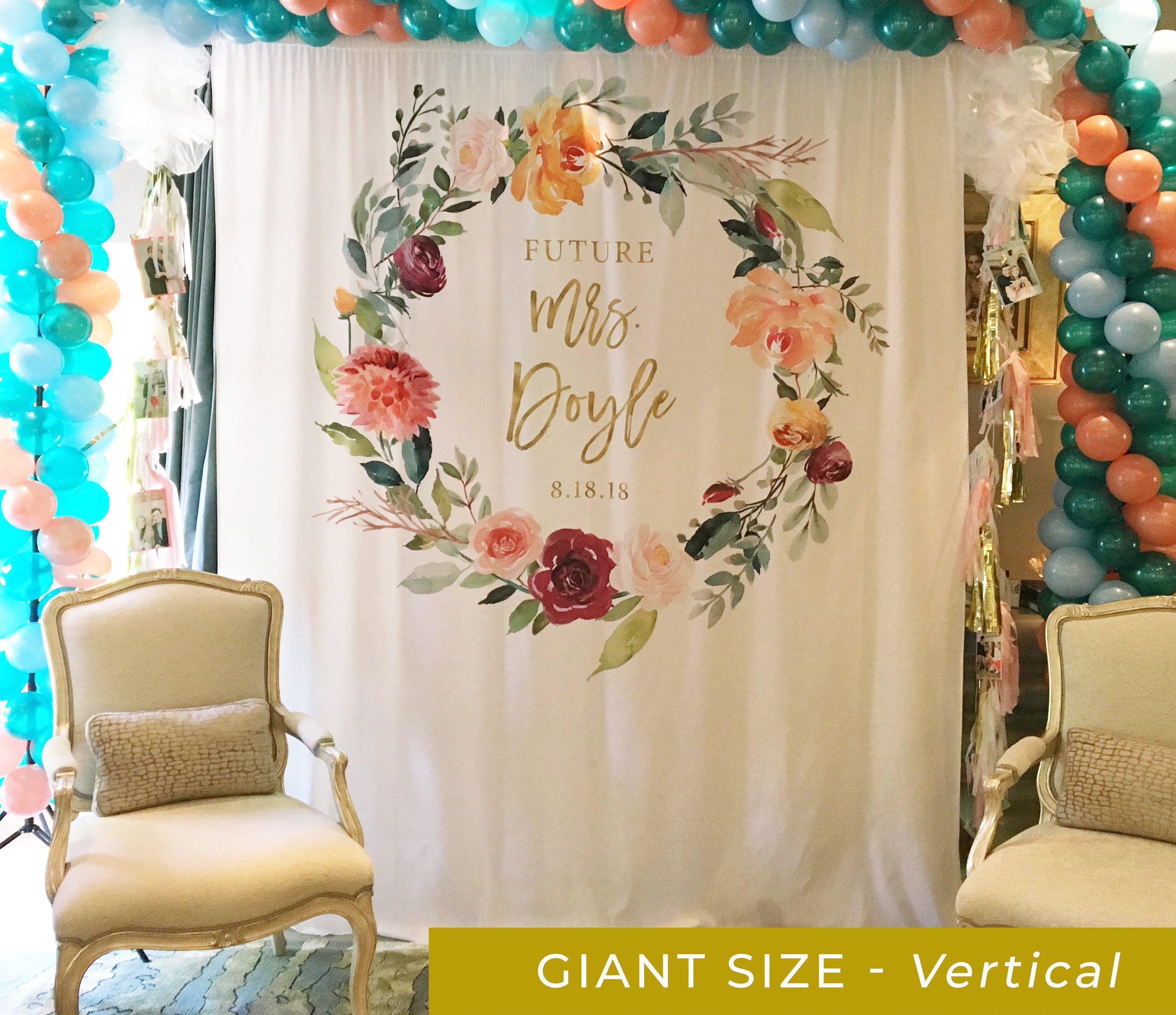 Boho Floral Bridal Shower Photo Backdrop | Future Mrs. Banner - Blushing Drops