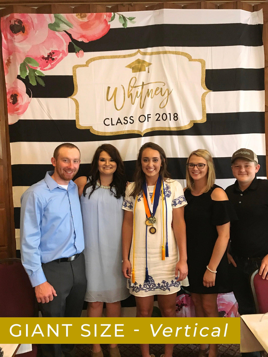 Floral Graduation Party Backdrop | Class of 2019 Photo Booth Backdrop - Blushing Drops