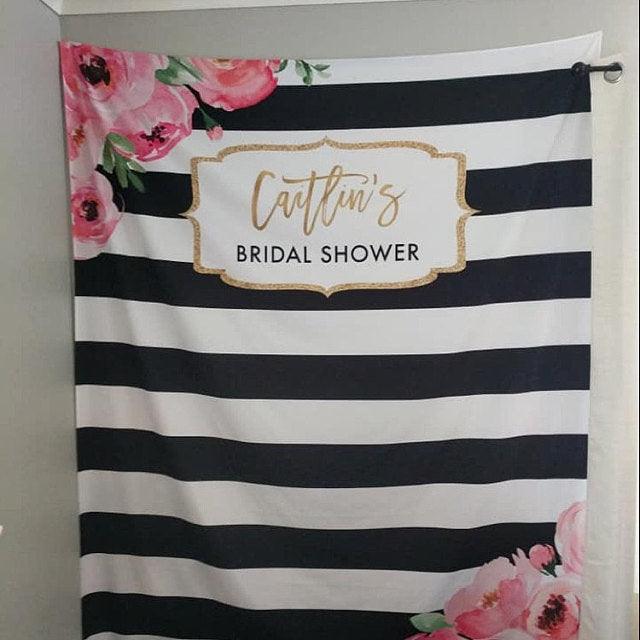 Floral Bridal Shower Backdrop| Spade Theme Bridal Shower Photo Booth Backdrop - Blushing Drops