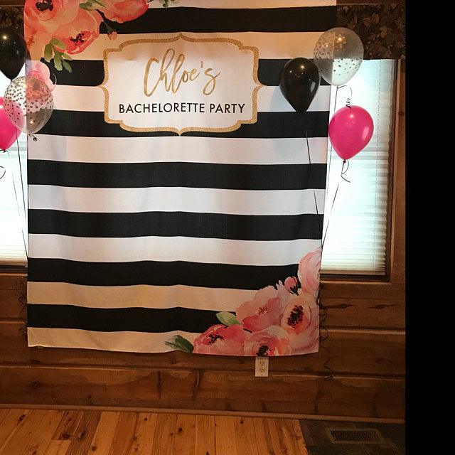 Floral Bridal Shower Backdrop| Spade Theme Bridal Shower Photo Booth Backdrop - Blushing Drops