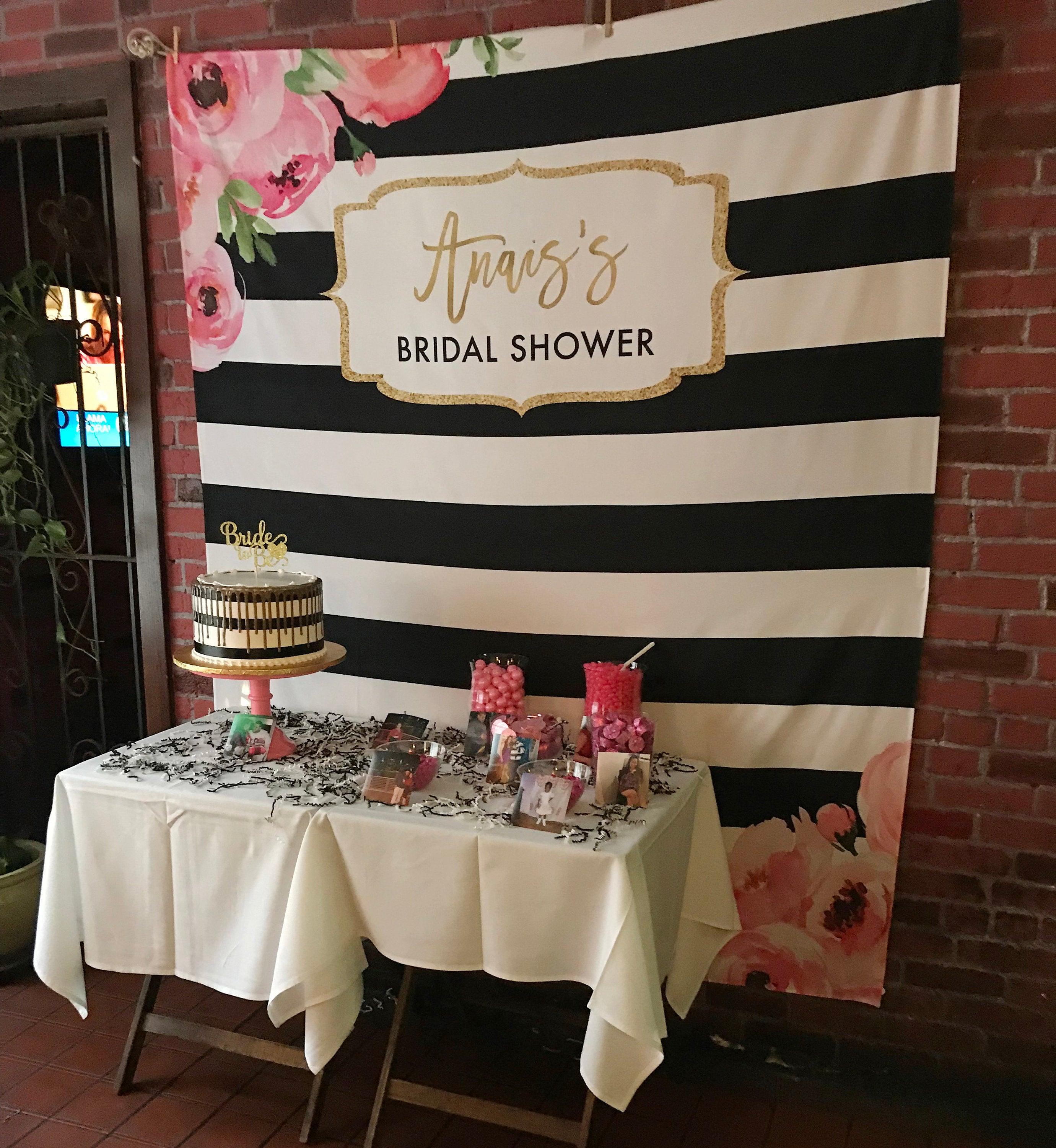 Floral Bridal Shower Backdrop| Spade Theme Bridal Shower Photo Booth Backdrop - Blushing Drops