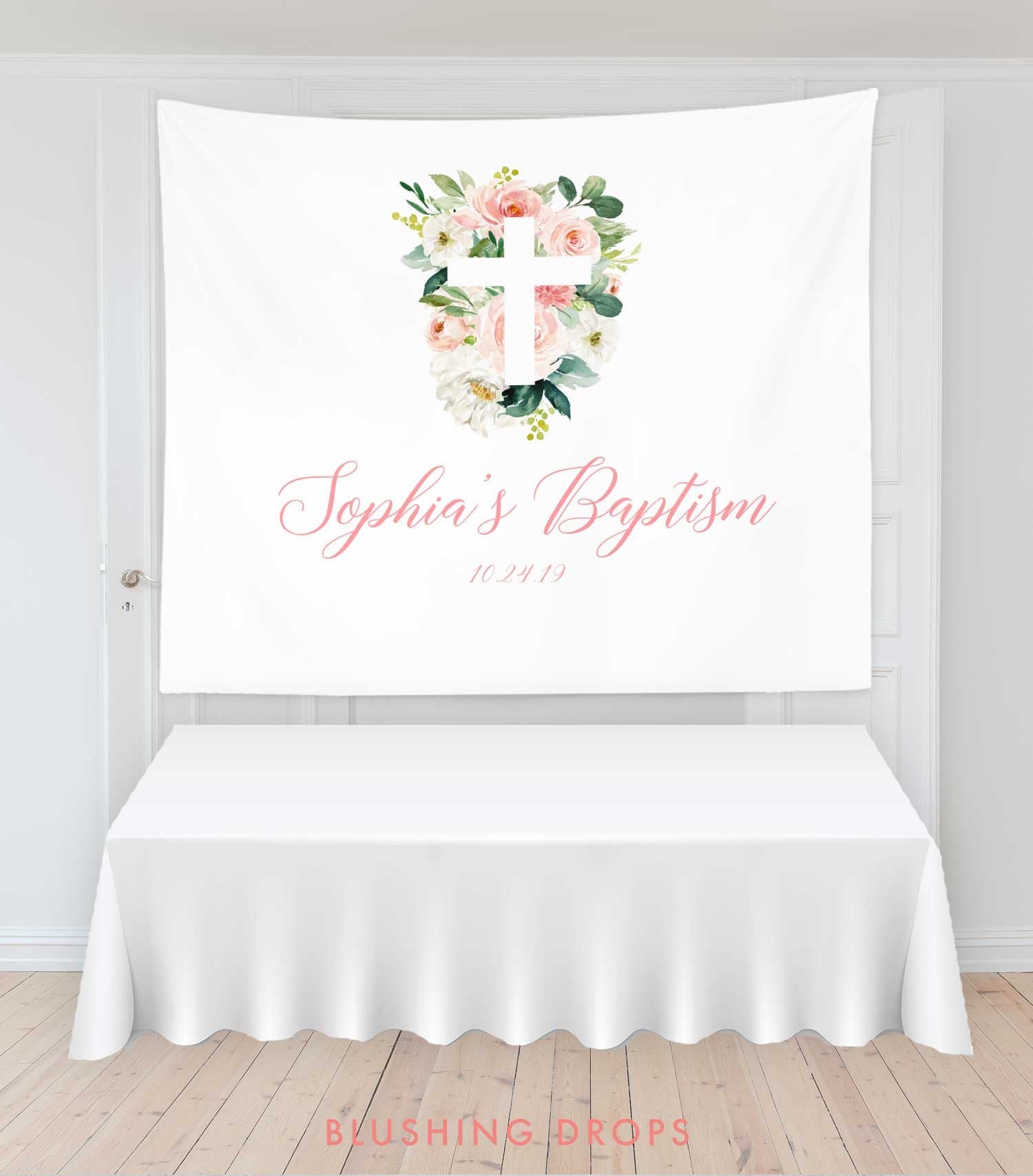 Baptism Decorations for Table, Baptism Banner, Baptism Celebration, Girl Baptism Decor, Baptism Sign Girl, Christening Banner