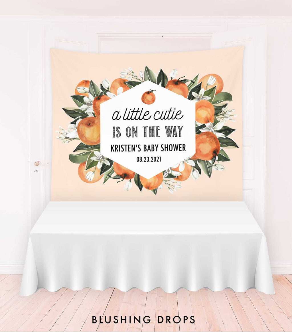 A Little Cutie Is On The Way Baby Shower Backdrop, Citrus Baby Shower Decorations, Orange Baby Shower Banner, Cutie Baby Shower