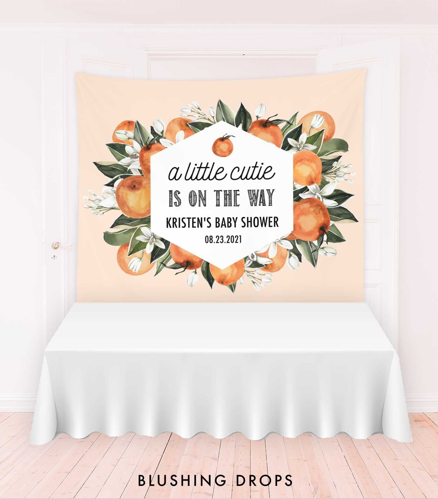 A Little Cutie Is On The Way Baby Shower Backdrop, Citrus Baby Shower Decorations, Orange Baby Shower Banner, Cutie Baby Shower