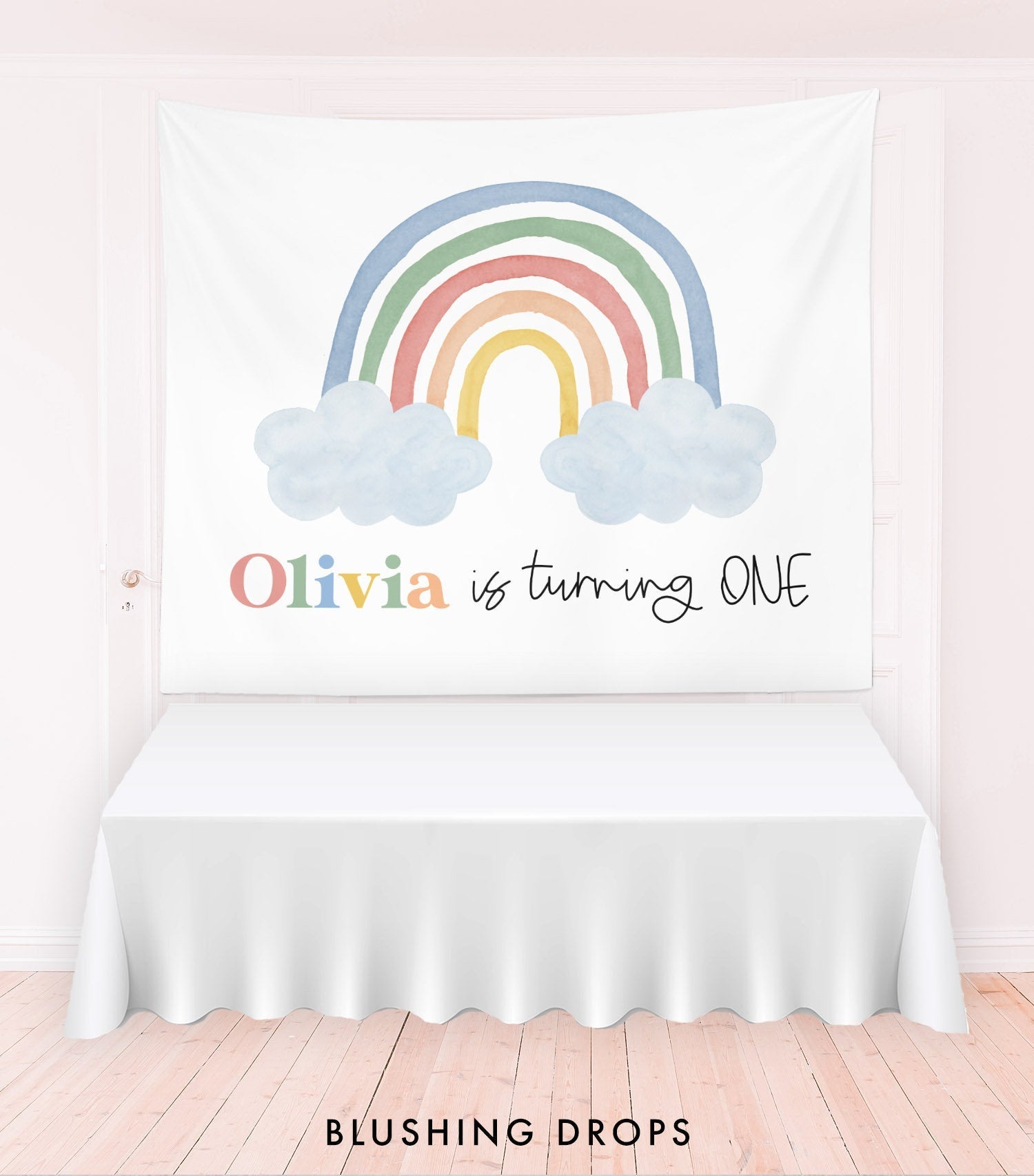 Pastel Rainbow Color Happy Birthday Banner