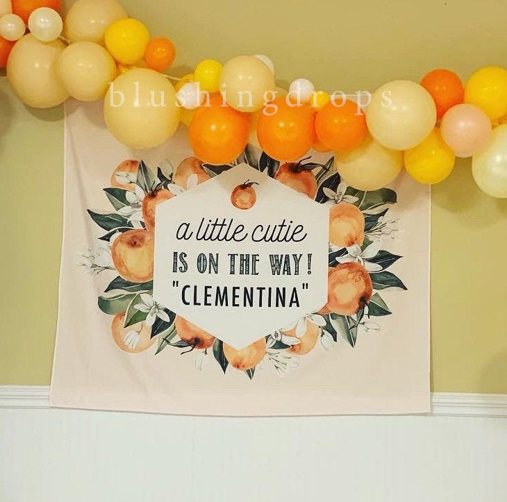 A Little Cutie Is On The Way Baby Shower Backdrop, Citrus Baby Shower Decorations, Orange Baby Shower Banner, Cutie Baby Shower