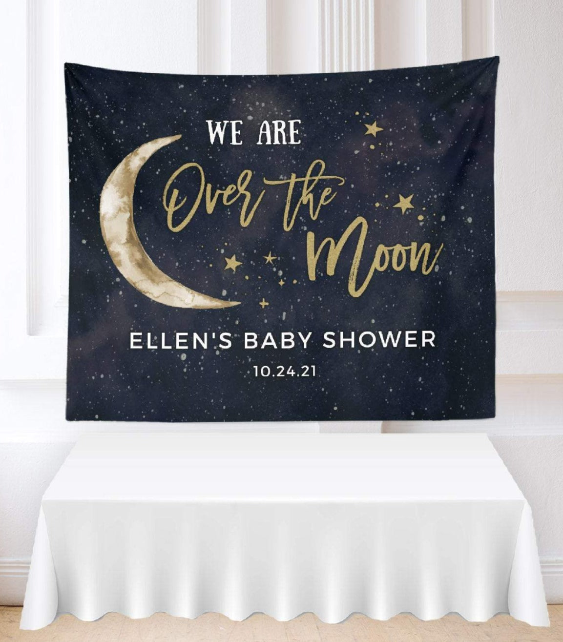 Over the Moon Baby Shower Decorations, Over The Moon Backdrop, Moon and Star Backdrop, Moon Baby Shower Backdrop, Over The Moon Banner