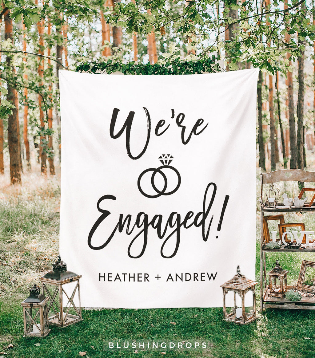 We're Engaged Sign, Engagement Backdrop, Engagement Party Decorations, Engagement Banner, Engaged Backdrop, Engagement Party Photo Backdrop
