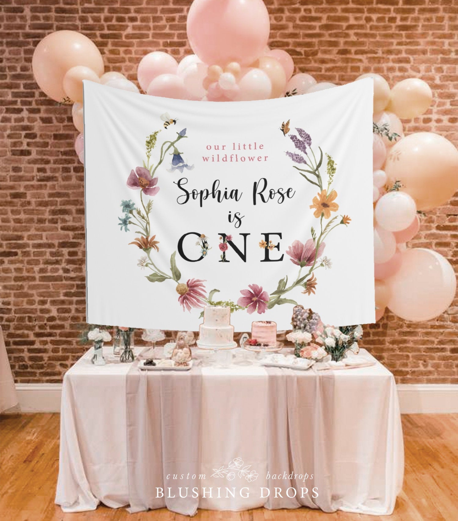 Wildflower Birthday Backdrop, Wildflower Party Decor, 1st Birthday Girl Backdrop, Little Wildflower Banner, Floral Birthday Decorations,