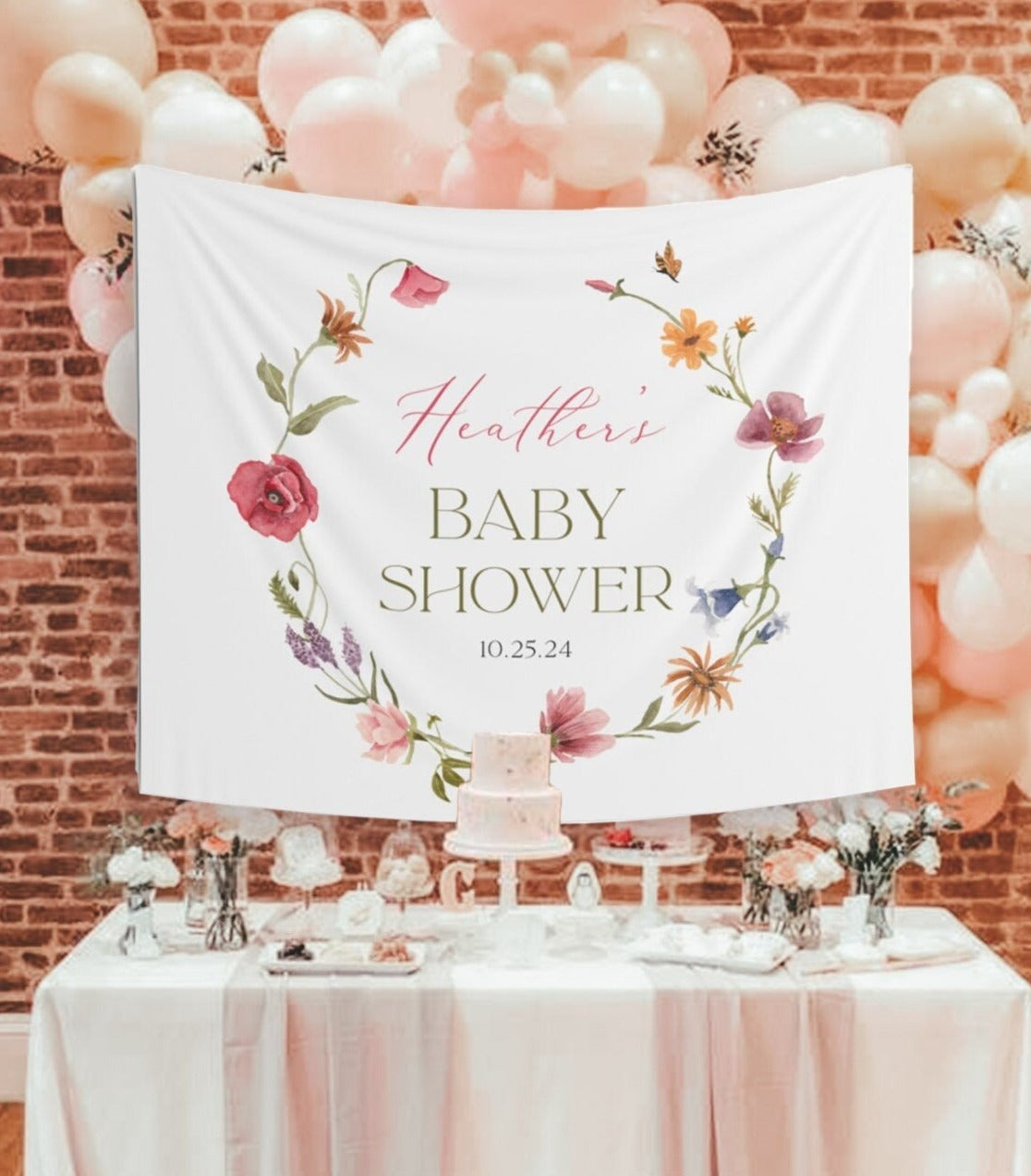 Little Wildflower Banner, Wildflower Baby Shower Decor, Wildflower Party Decorations, Baby In Bloom, Boho Baby Shower Backdrop Floral Garden