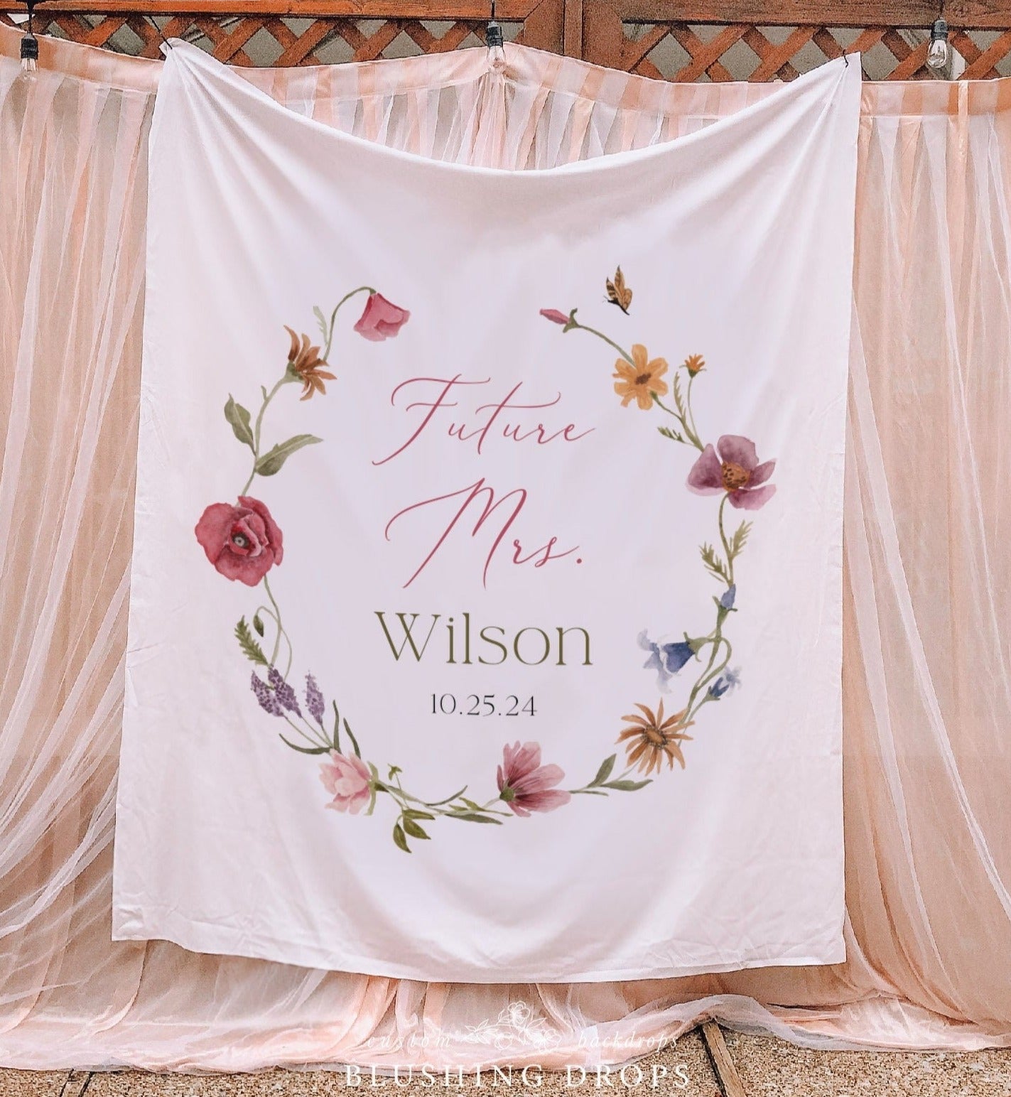 Future Mrs Backdrop, Wildflower Bridal Shower Decor, Boho Bridal Shower Decorations, Bride To Be Backdrop, Wildflower Banner