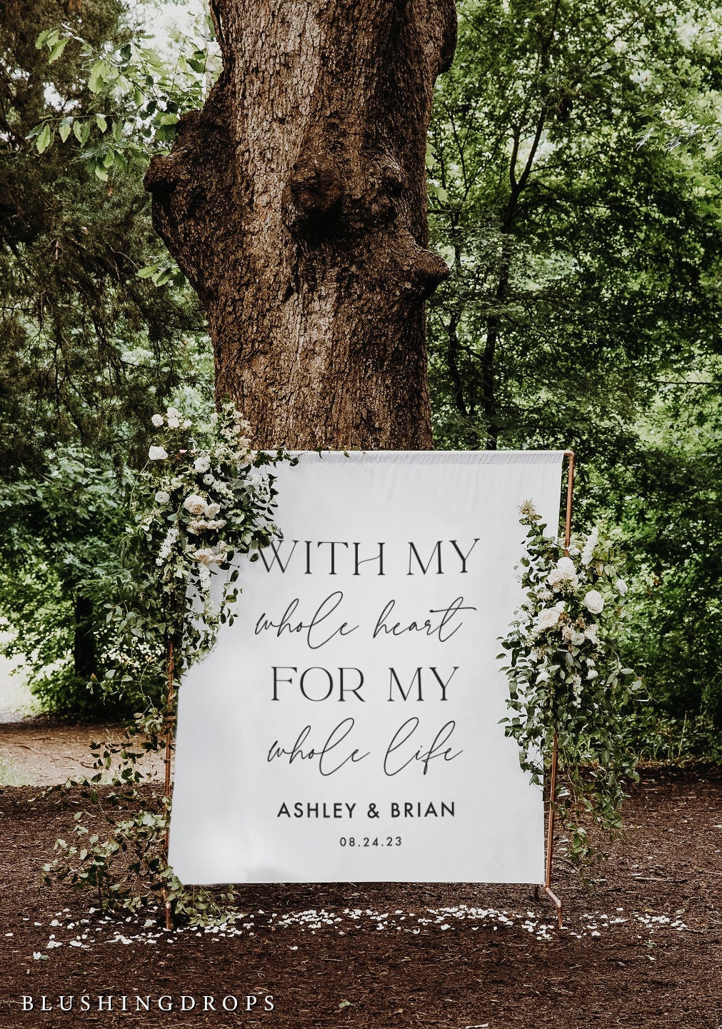 Backdrop Wedding, Arch Backdrop, Rustic Wedding Arch, Bridal Backdrop, Backyard Wedding, Wedding Photo Props, Fabric Wedding Sign with Name