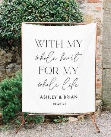 Backdrop Wedding, Arch Backdrop, Rustic Wedding Arch, Bridal Backdrop, Backyard Wedding, Wedding Photo Props, Fabric Wedding Sign with Name