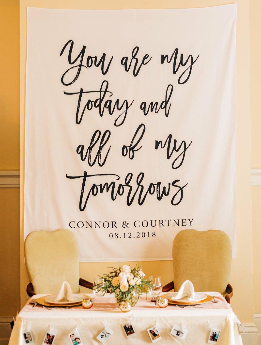 Custom Fabric Backdrop Personalized Wedding Reception Backdrop - Blushing Drops
