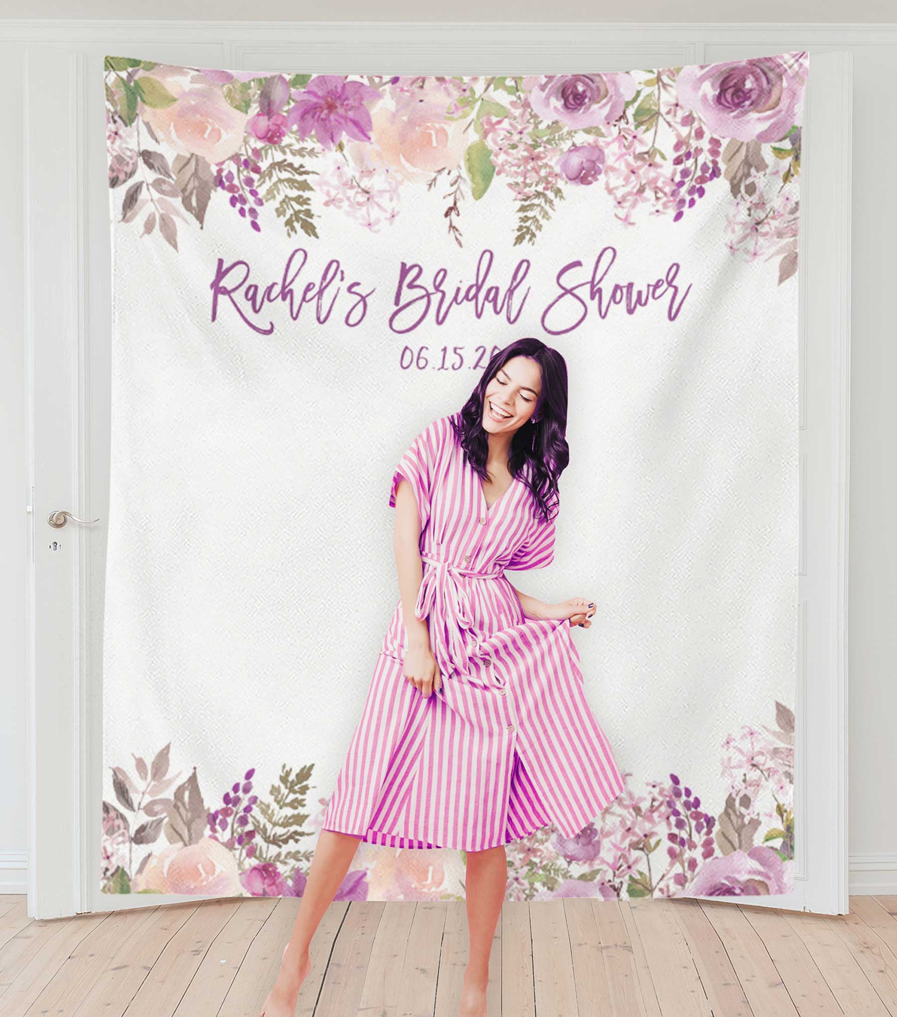 Lavender Bridal Shower Photo Booth Backdrop - Blushing Drops