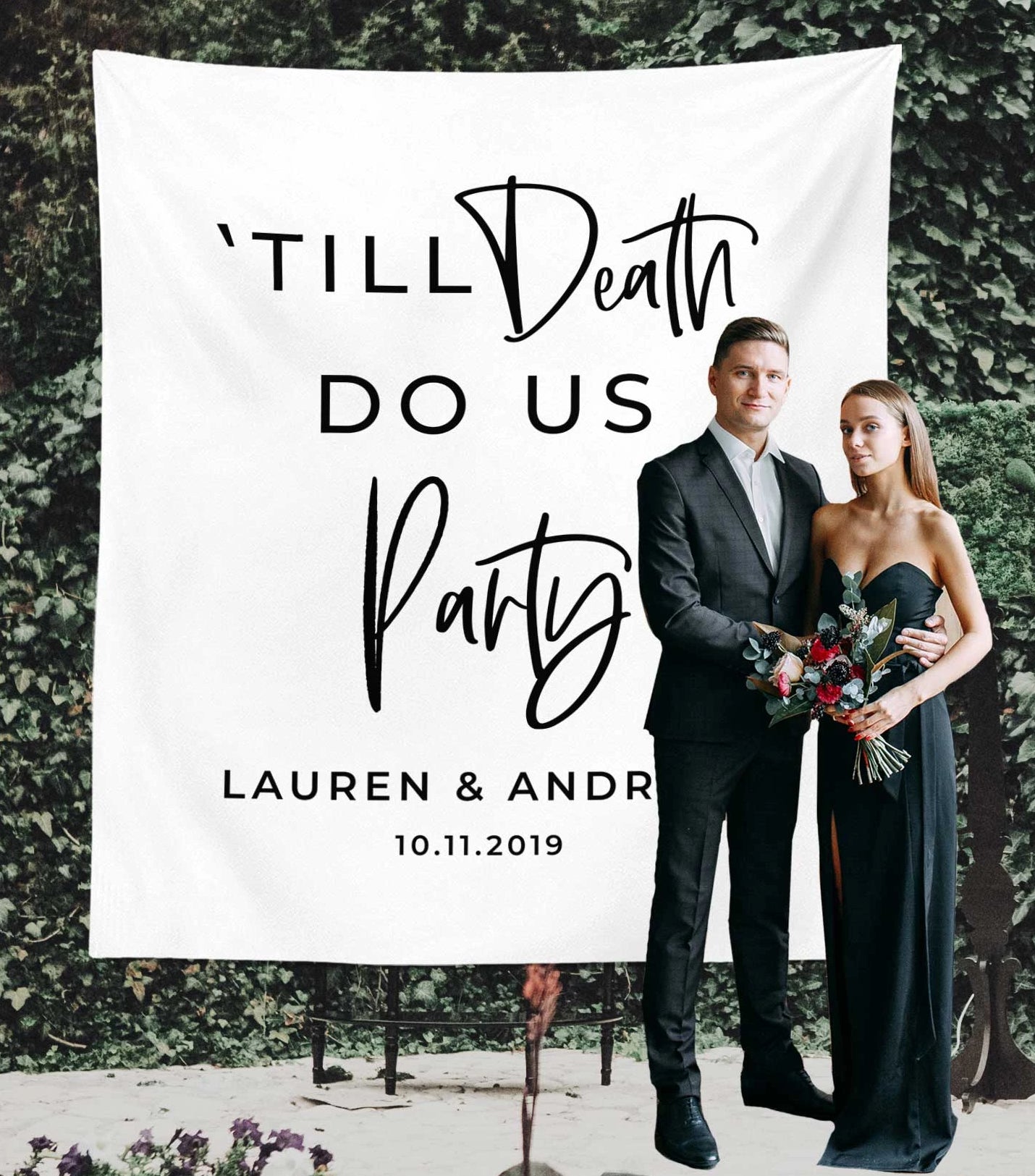 till death do us party banner, halloween wedding ideas