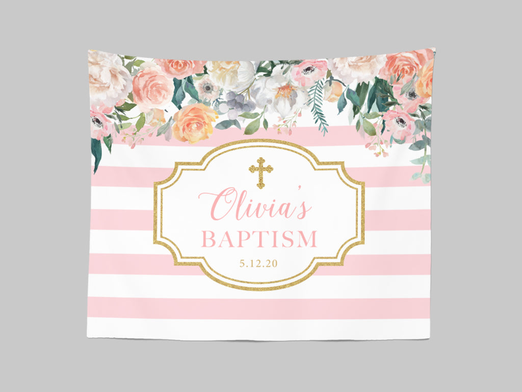 girl baptism ideas, baptism decorations, baptism celebration, baptism banner