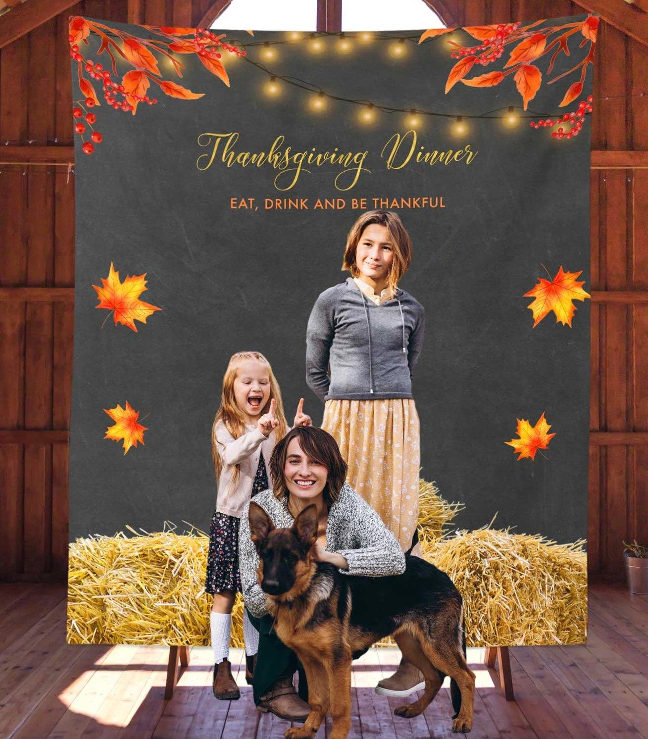 Thanksgiving Dinner Decor, thanksgiving party banner, give thanks banner, thanksgiving backdrop