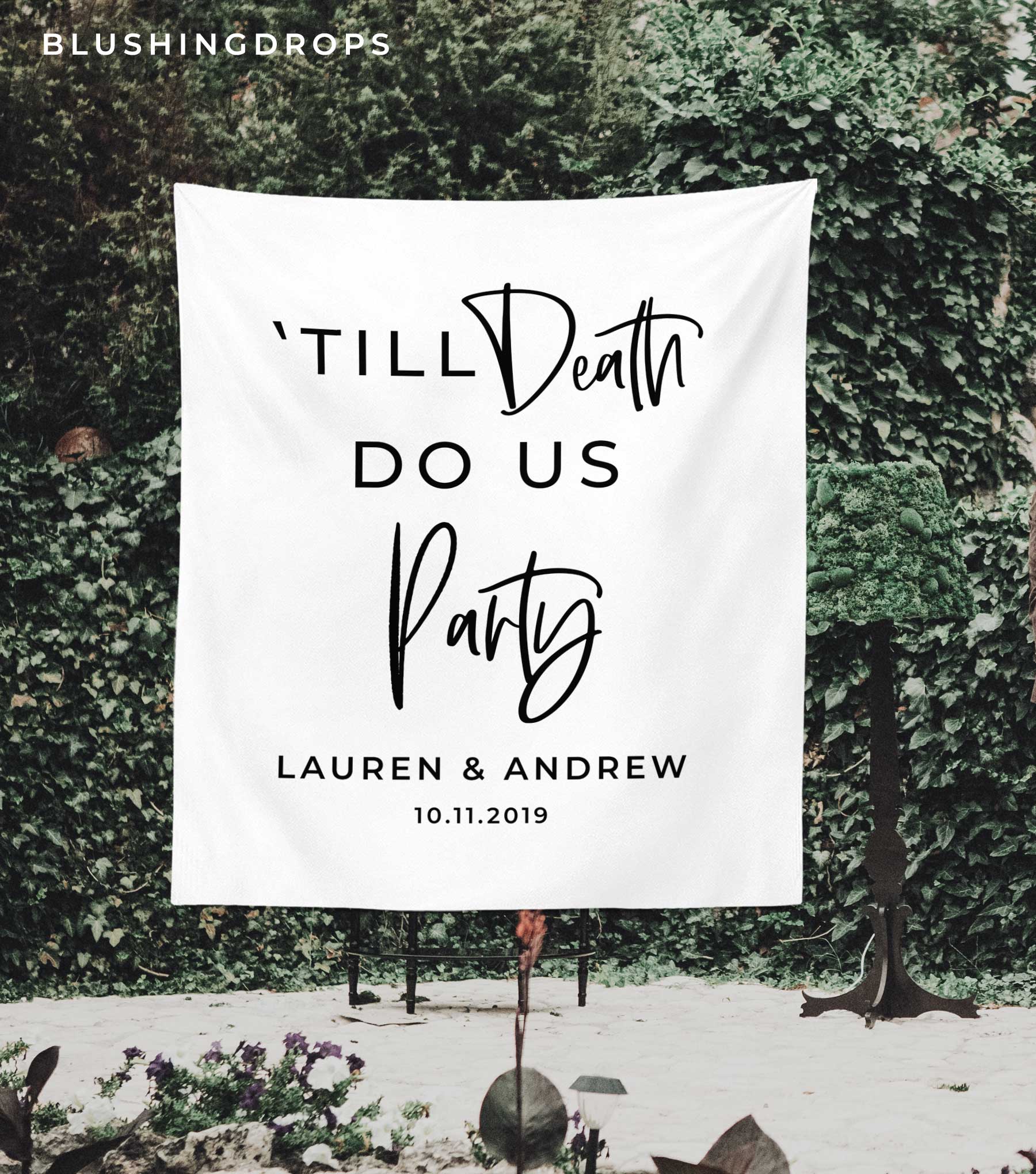 till death do us party banner, halloween wedding ideas