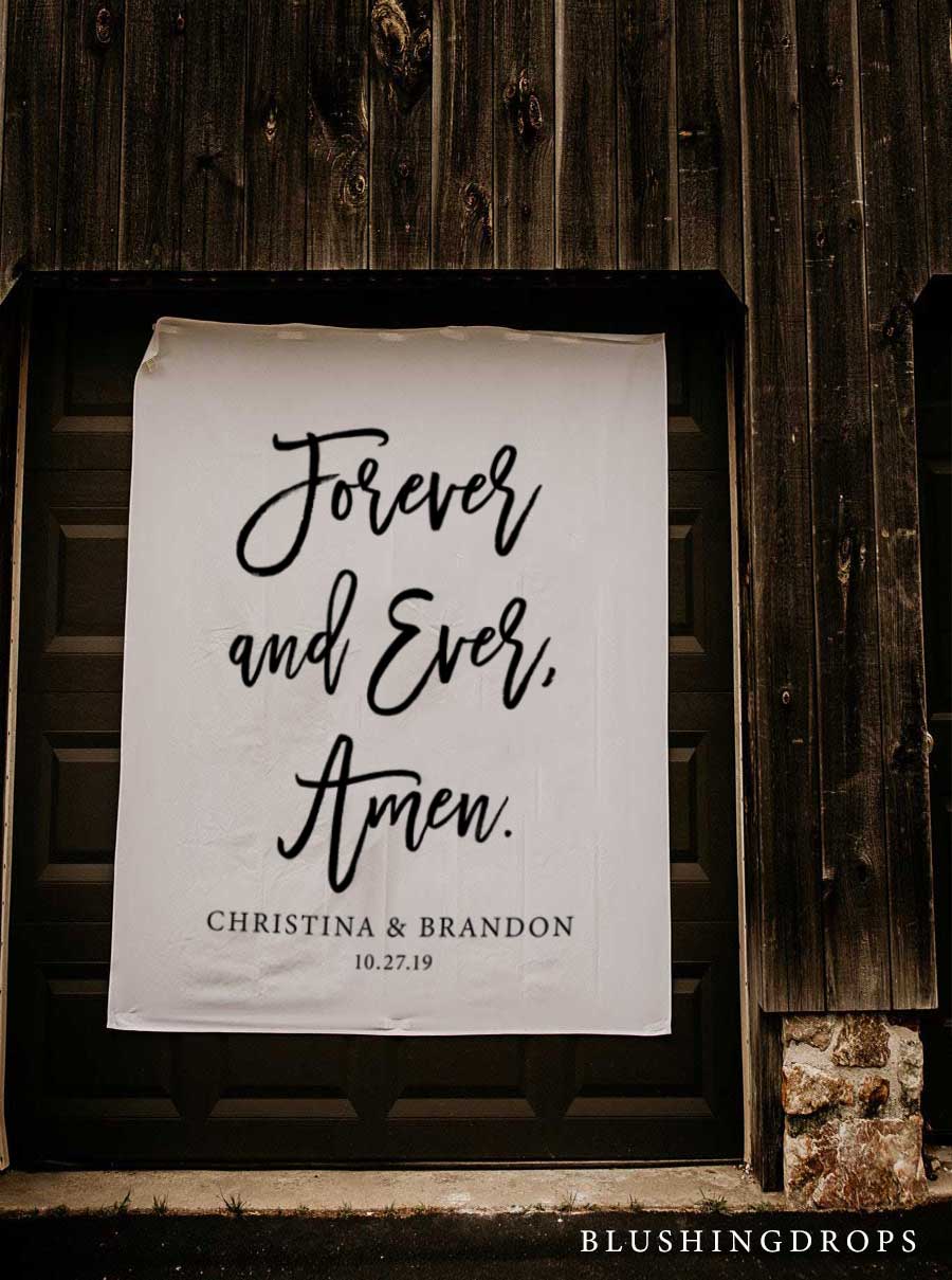 forever and ever amen sign, wedding quote banner, personalized wedding banner