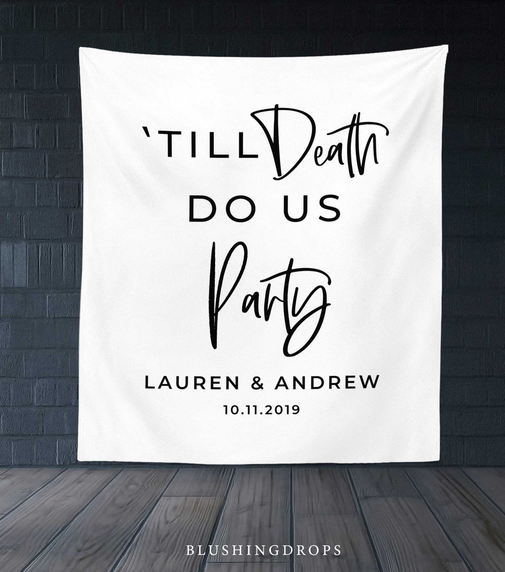 Gothic Wedding Decorations, Til death do us party backdrop
