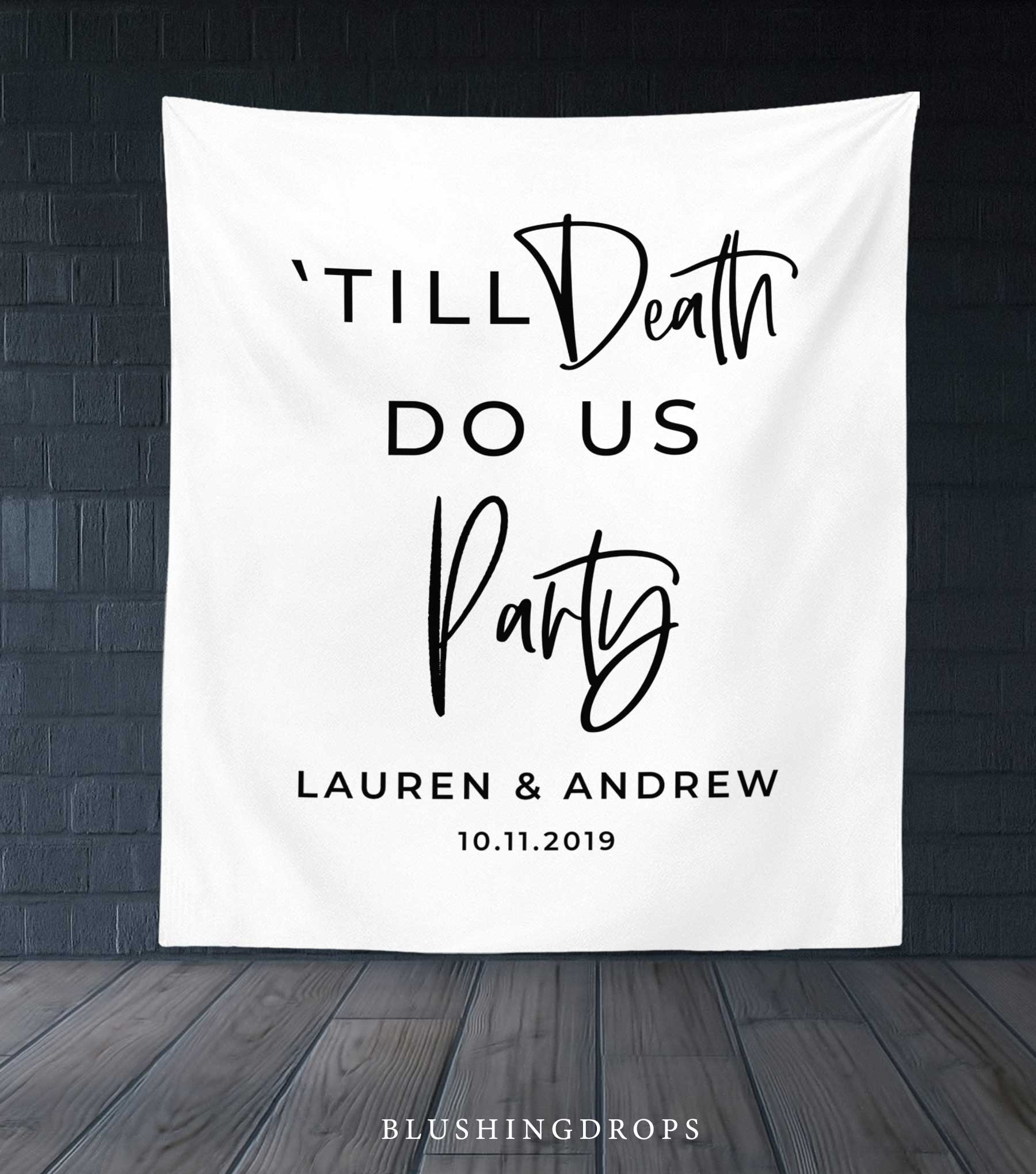 Gothic Wedding Decorations, Til death do us party backdrop