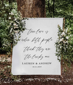 True Love Quote Wedding Backdrop Design - Blushing Drops