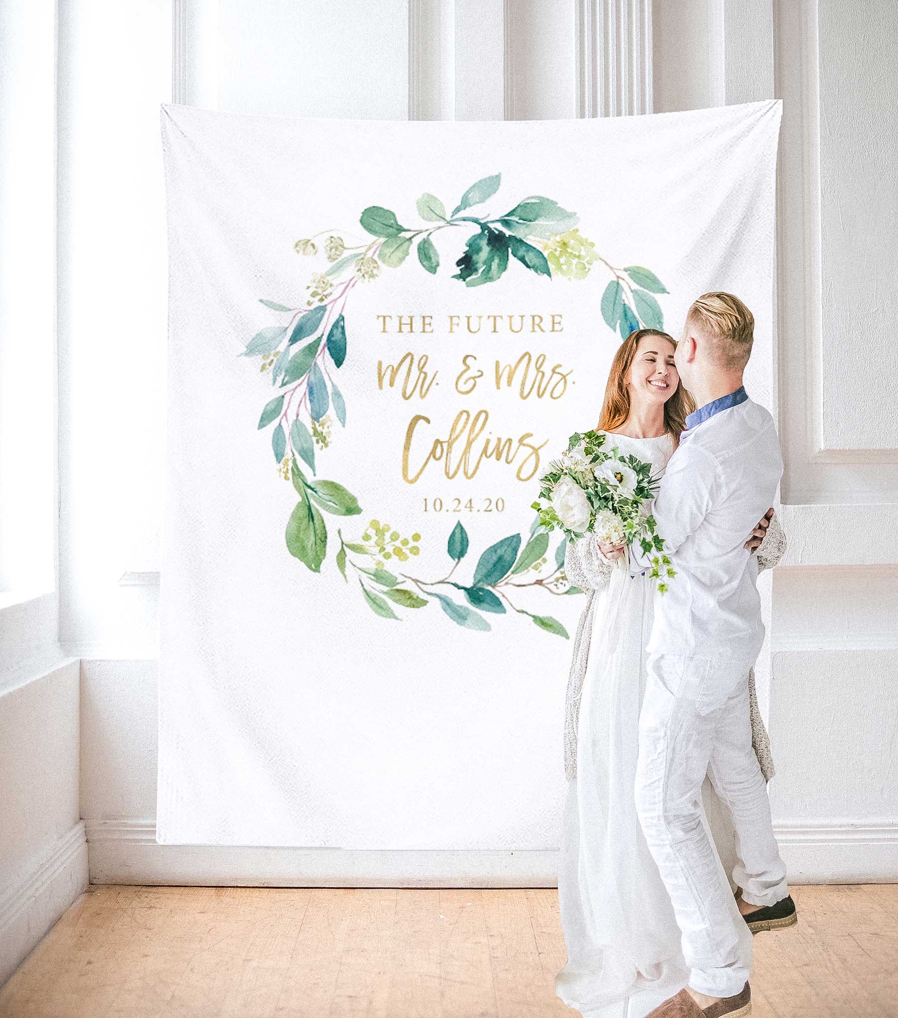 Couples Shower Backdrop, Couples Wedding Shower Ideas - Blushing Drops